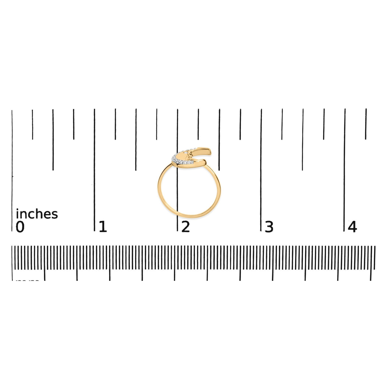 10K Yellow Gold 1/10 Cttw Diamond Crescent Moon Ring (I-J Color, I1-I2 Clarity) - Ring Size 7 - LinkagejewelrydesignLinkagejewelrydesign