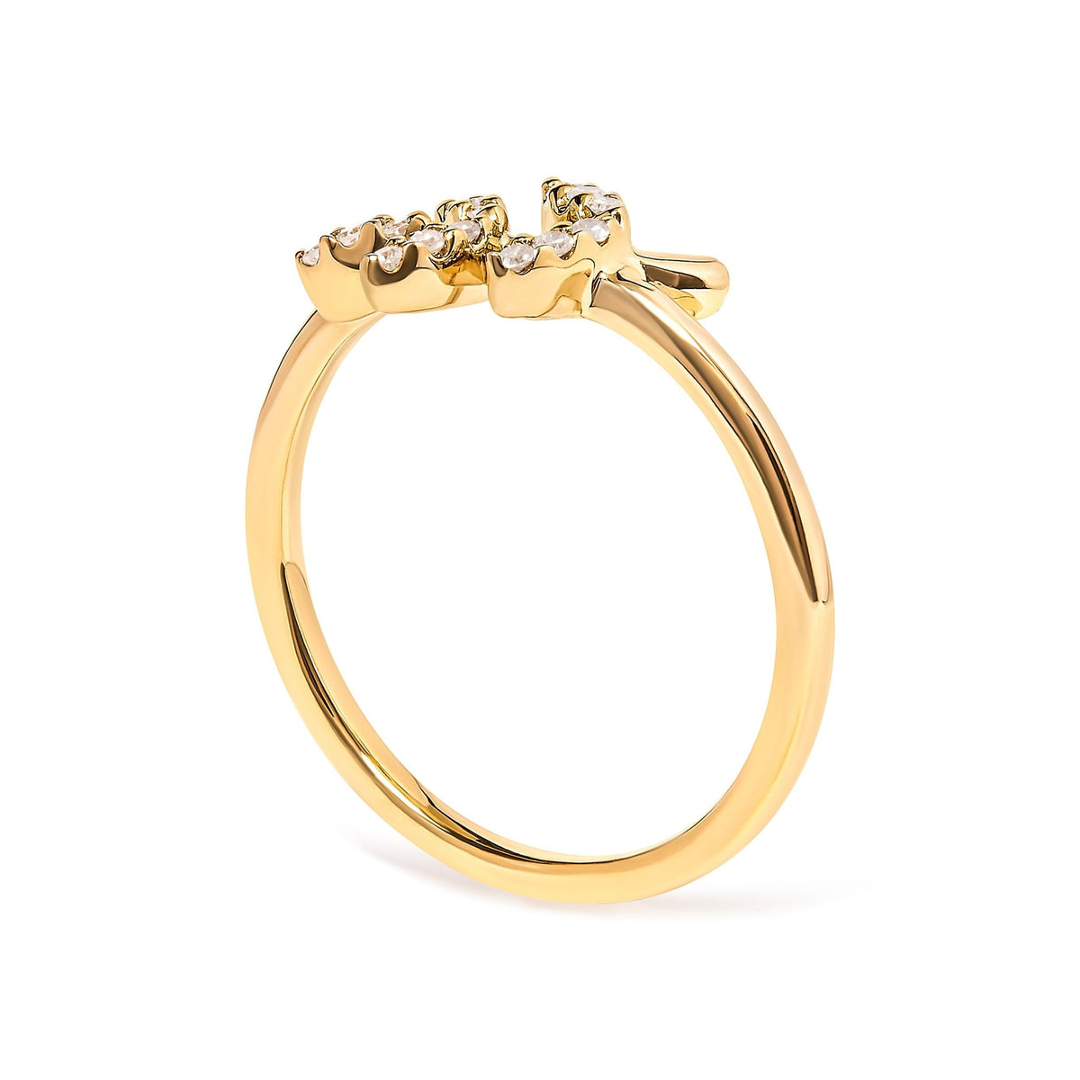 10K Yellow Gold 1/10 Cttw Diamond Leaf and Branch Ring (H-I Color, I1-I2 Clarity) - Ring Size 7 - LinkagejewelrydesignLinkagejewelrydesign