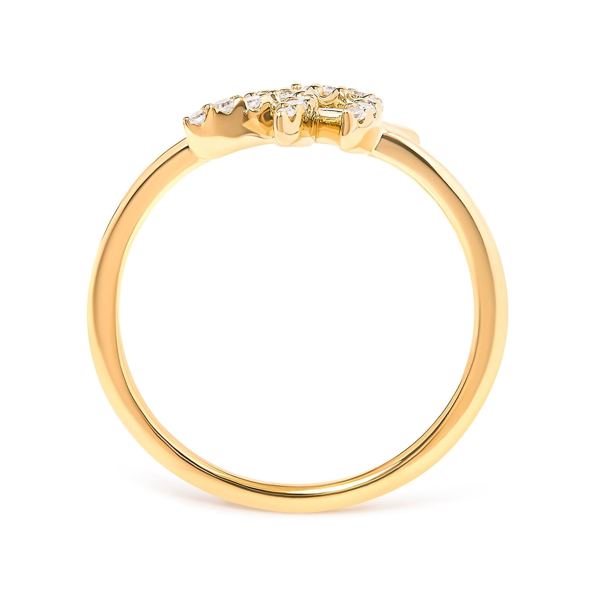 10K Yellow Gold 1/10 Cttw Diamond Leaf and Branch Ring (H-I Color, I1-I2 Clarity) - Ring Size 7 - LinkagejewelrydesignLinkagejewelrydesign