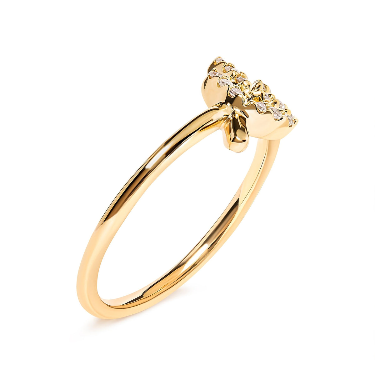 10K Yellow Gold 1/10 Cttw Diamond Leaf and Branch Ring (H-I Color, I1-I2 Clarity) - Ring Size 7 - LinkagejewelrydesignLinkagejewelrydesign