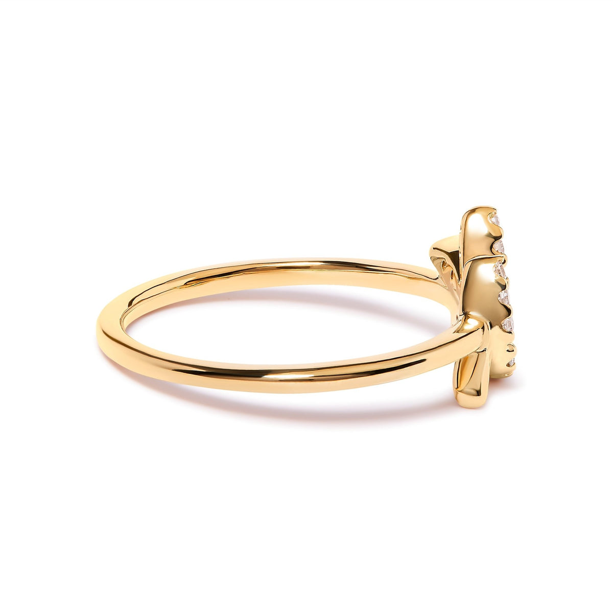 10K Yellow Gold 1/10 Cttw Diamond Leaf and Branch Ring (H-I Color, I1-I2 Clarity) - Ring Size 7 - LinkagejewelrydesignLinkagejewelrydesign