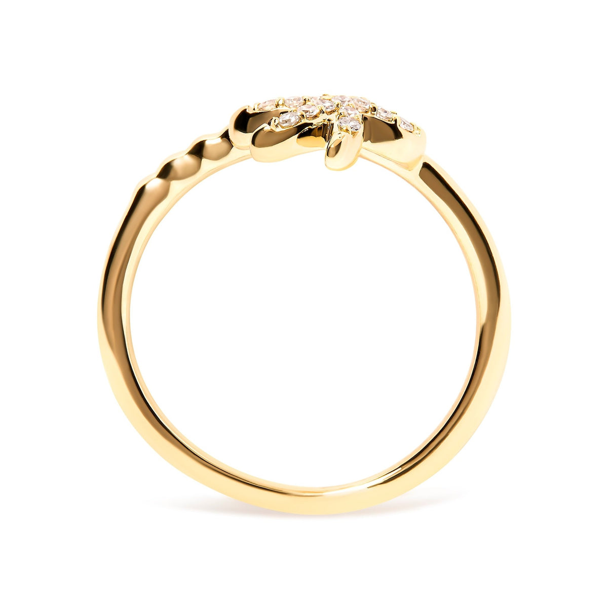 10K Yellow Gold 1/10 Cttw Diamond Palm Tree Statement Ring (H-I Color, I1-I2 Clarity) - Ring Size 7 - LinkagejewelrydesignLinkagejewelrydesign