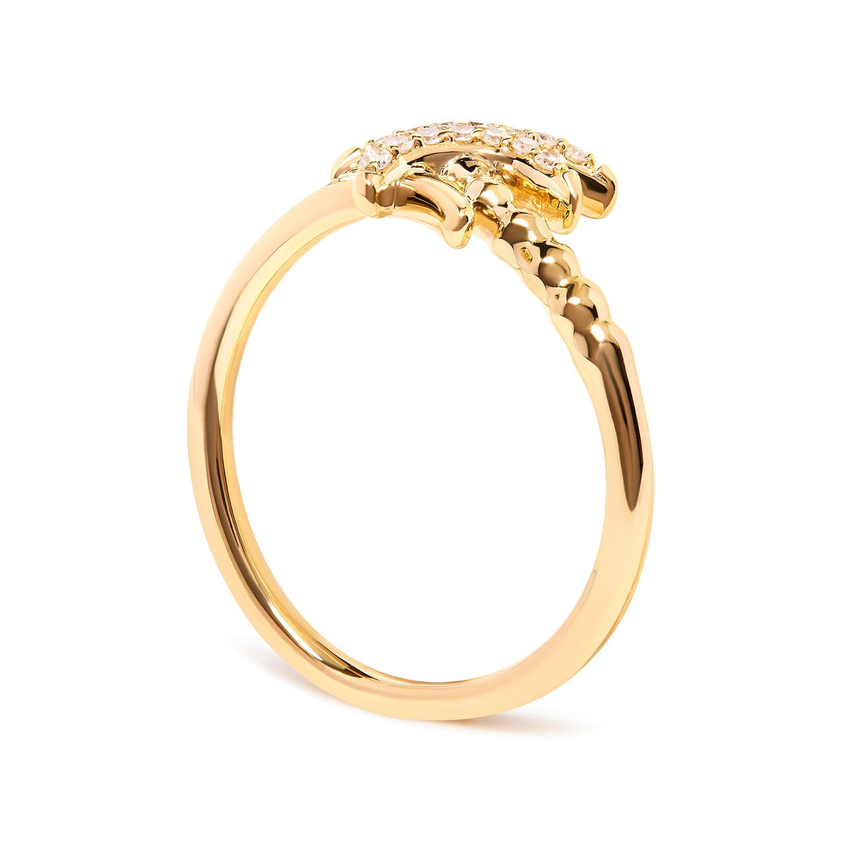 10K Yellow Gold 1/10 Cttw Diamond Palm Tree Statement Ring (H-I Color, I1-I2 Clarity) - Ring Size 7 - LinkagejewelrydesignLinkagejewelrydesign