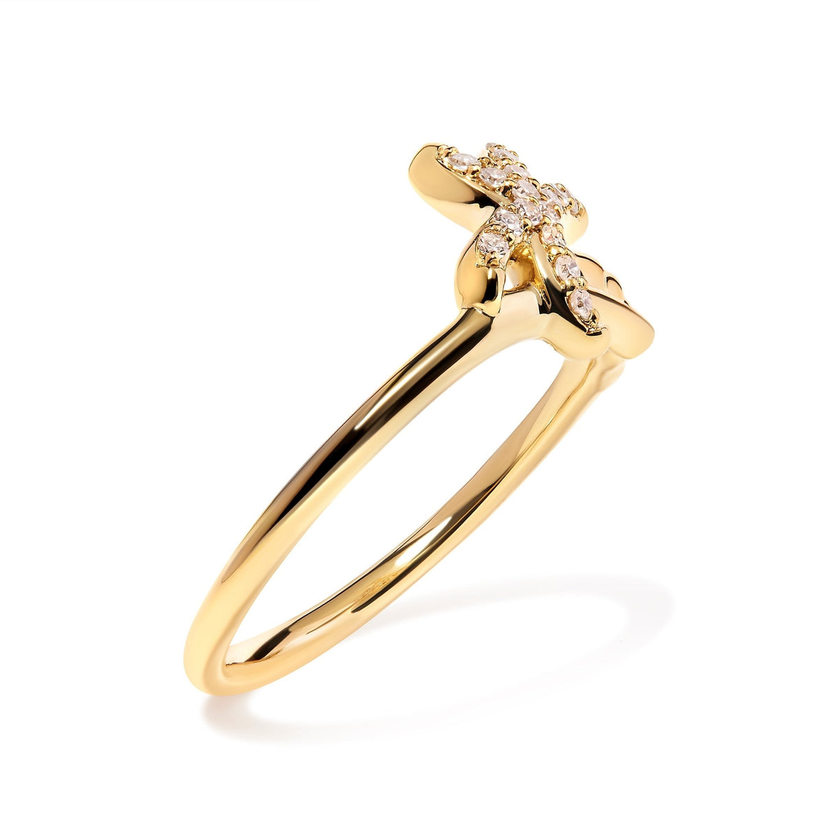 10K Yellow Gold 1/10 Cttw Diamond Palm Tree Statement Ring (H-I Color, I1-I2 Clarity) - Ring Size 7 - LinkagejewelrydesignLinkagejewelrydesign