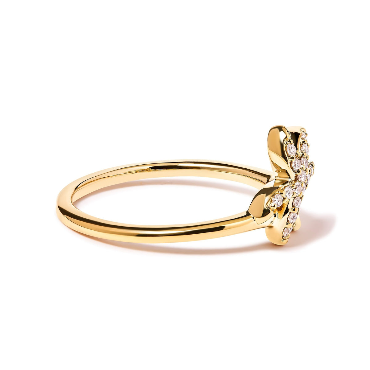10K Yellow Gold 1/10 Cttw Diamond Palm Tree Statement Ring (H-I Color, I1-I2 Clarity) - Ring Size 7 - LinkagejewelrydesignLinkagejewelrydesign