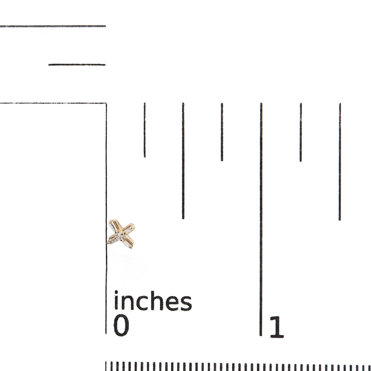 10K Yellow Gold 1/10 Cttw Round and Baguette Diamond Criss Cross X Stud Earring (H-I Color, I1-I2 Clarity) - LinkagejewelrydesignLinkagejewelrydesign