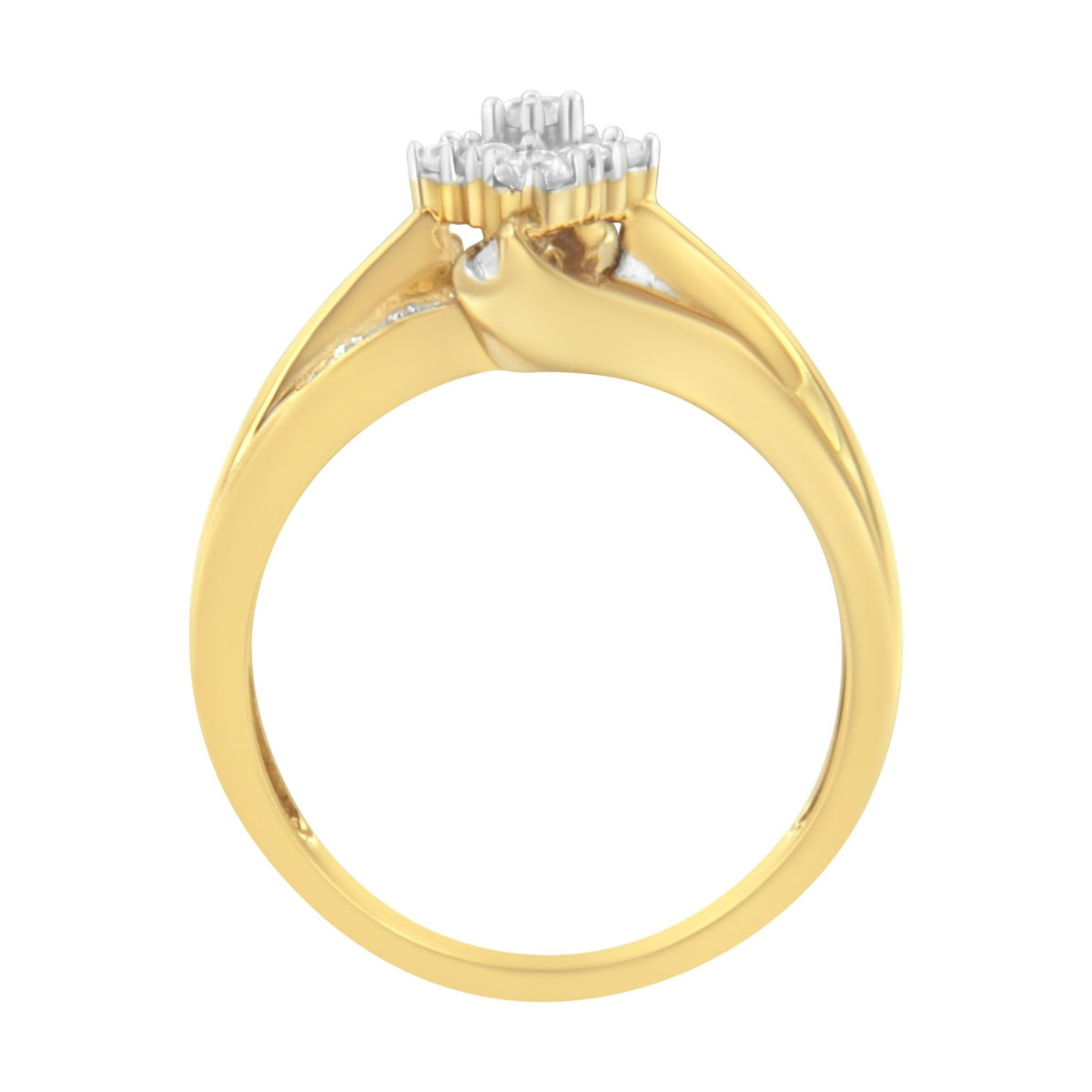 10K Yellow Gold 1/2 cttw Diamond Cluster Cocktail Ring (J-K Clarity, I1-I2 Color) - Size 7 - LinkagejewelrydesignLinkagejewelrydesign