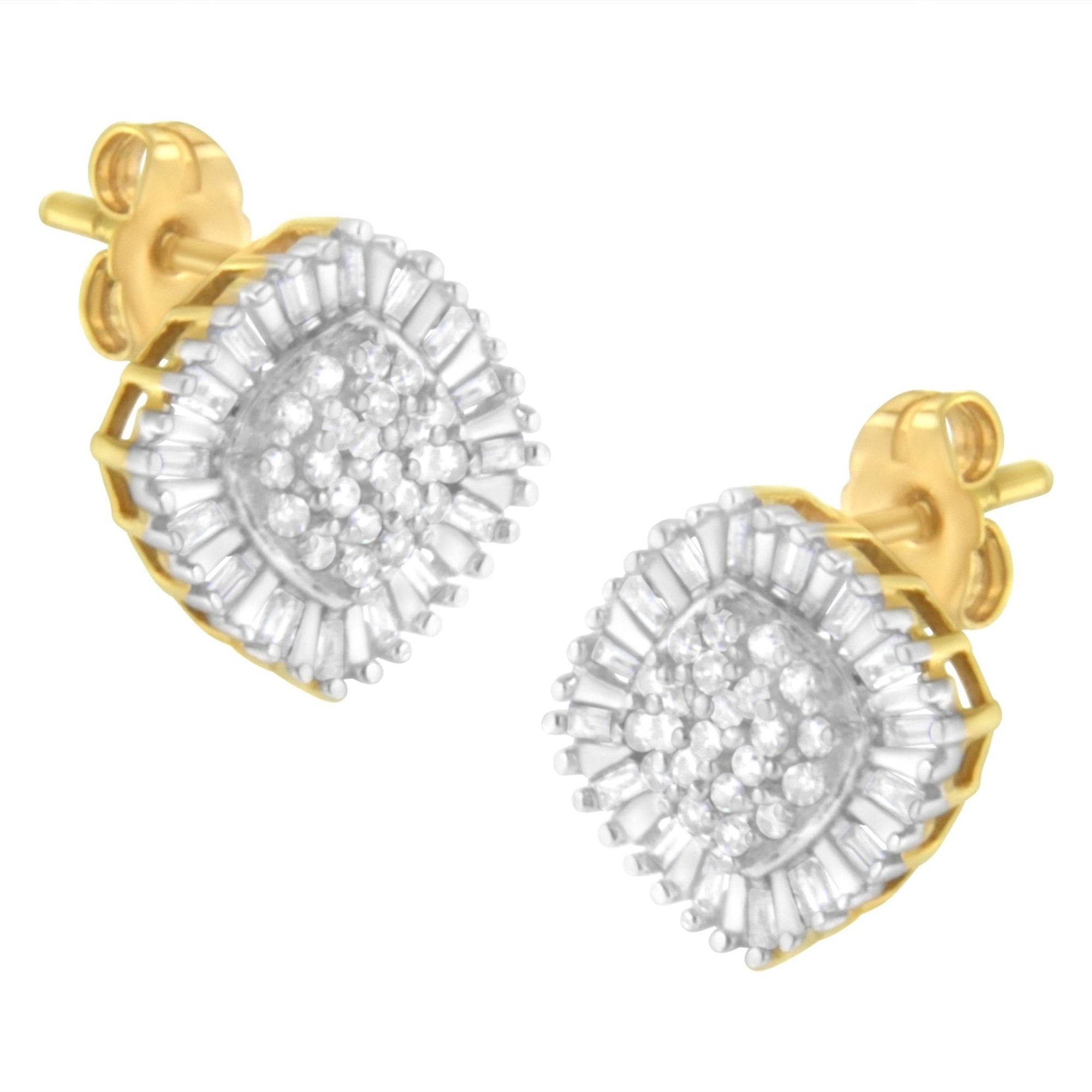 10K Yellow Gold 1/2 cttw Diamond Cluster Cocktail Stud Earrings (I-J, I1-I2) - LinkagejewelrydesignLinkagejewelrydesign