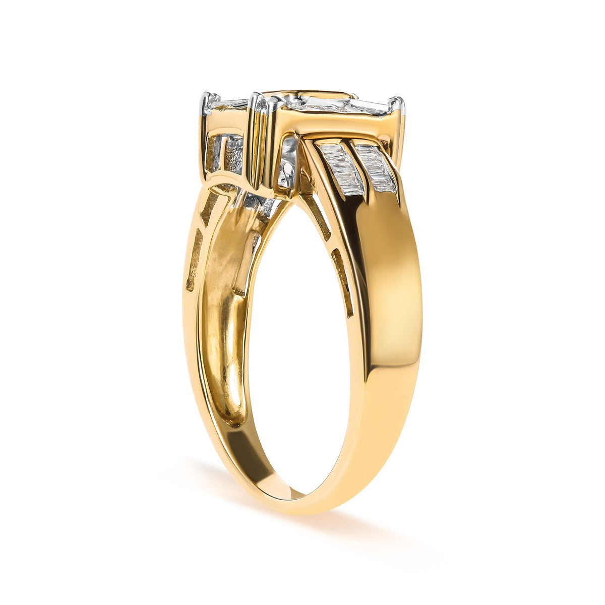 10K Yellow Gold 1/2 Cttw Diamond Composite and Halo Ring (H-I Color, SI1-SI2 Clarity) - Ring Size 7 - LinkagejewelrydesignLinkagejewelrydesign