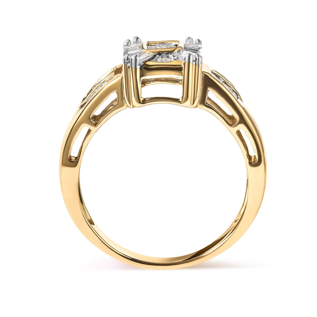 10K Yellow Gold 1/2 Cttw Diamond Composite and Halo Ring (H-I Color, SI1-SI2 Clarity) - Ring Size 7 - LinkagejewelrydesignLinkagejewelrydesign