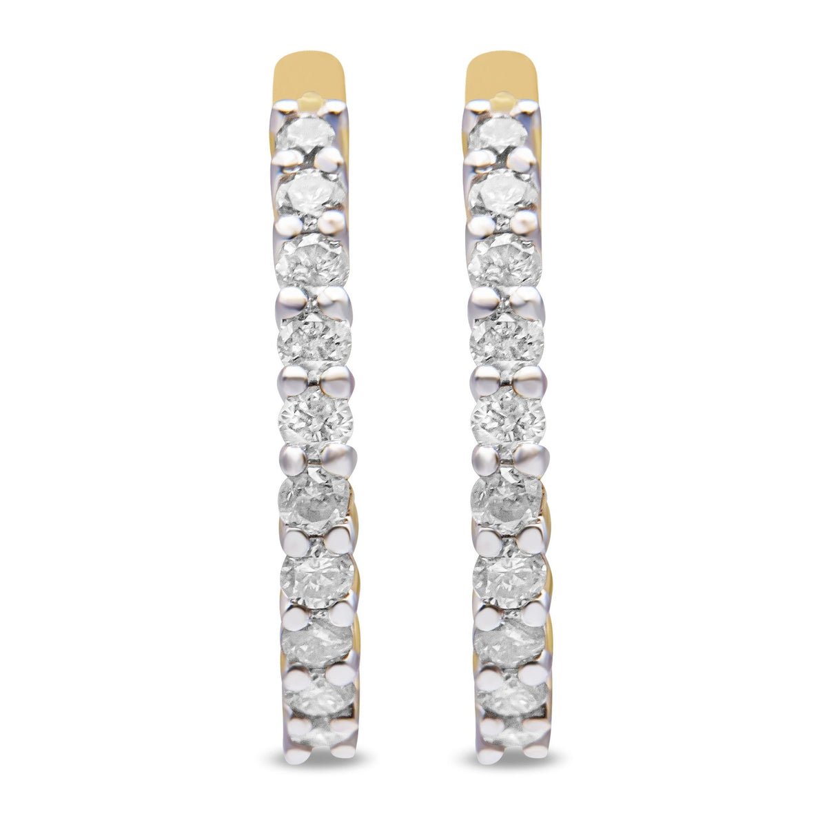 10K Yellow Gold 1/2 Cttw Prong Set Round-Cut Diamond Hoop Earrings (I-J Color, I1-I2 Clarity) - LinkagejewelrydesignLinkagejewelrydesign