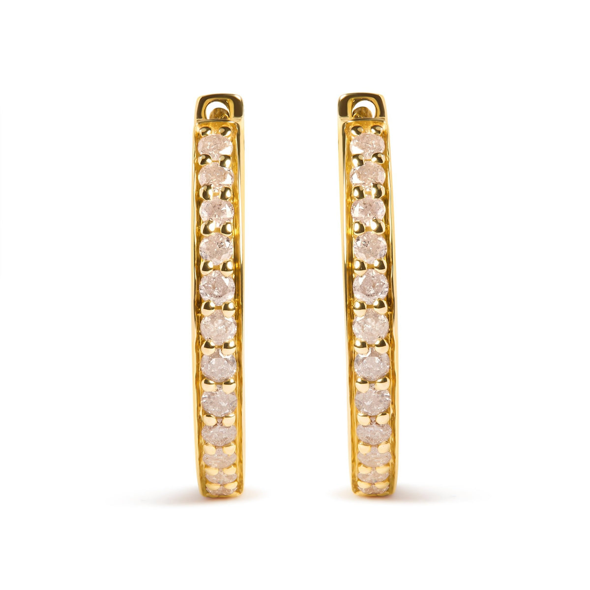 10K Yellow Gold 1/2 Cttw Round-Cut Diamond Hoop Earrings (I-J Color, I2-I3 Clarity) - LinkagejewelrydesignLinkagejewelrydesign