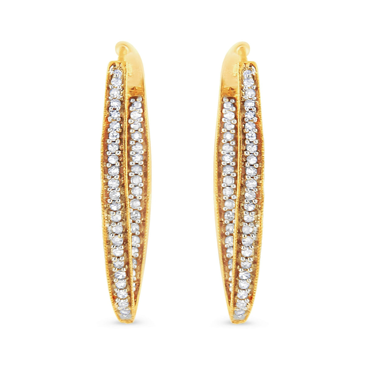 10K Yellow Gold 1/2 Cttw Round-Cut Diamond Modern Hoop Earrings (I-J Color, I2-I3 Clarity) - LinkagejewelrydesignLinkagejewelrydesign