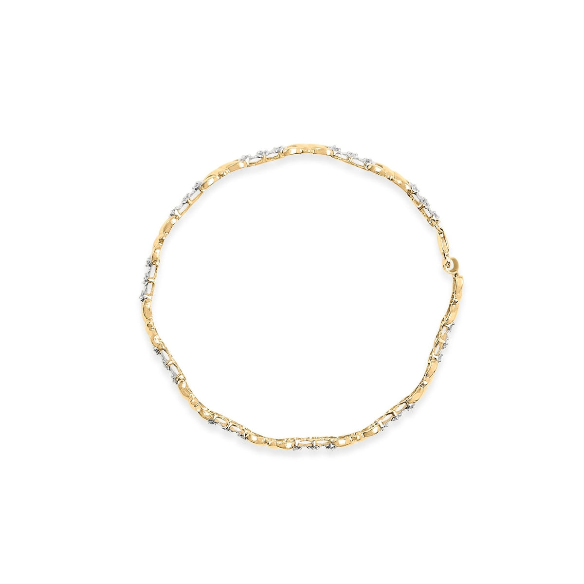 10k Yellow Gold 1/3 Cttw Diamond 3 Stone and X-Link Bracelet (I-J Color, I1-I2 Clarity) - 7.50&quot; Inches - LinkagejewelrydesignLinkagejewelrydesign