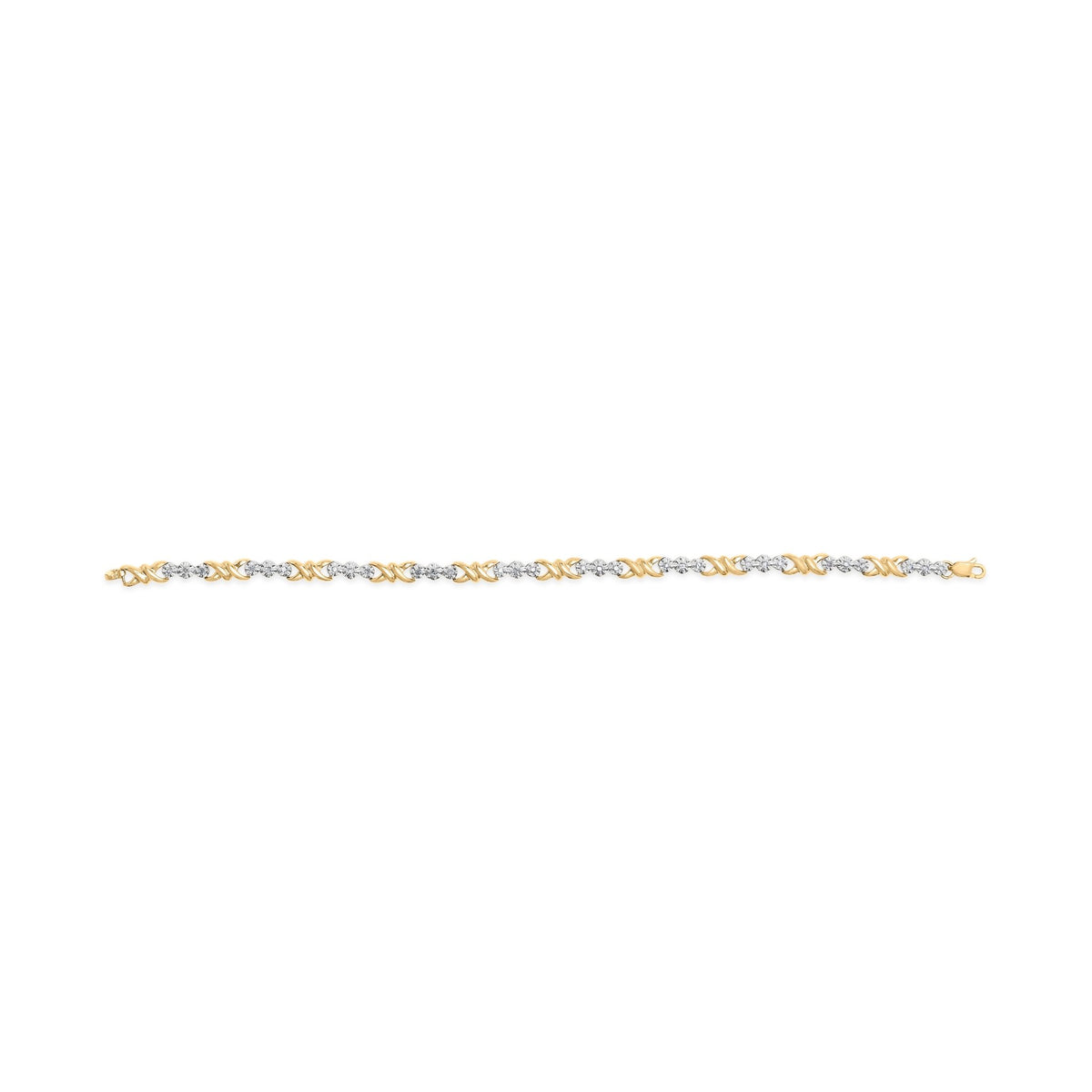 10k Yellow Gold 1/3 Cttw Diamond 3 Stone and X-Link Bracelet (I-J Color, I1-I2 Clarity) - 7.50&quot; Inches - LinkagejewelrydesignLinkagejewelrydesign