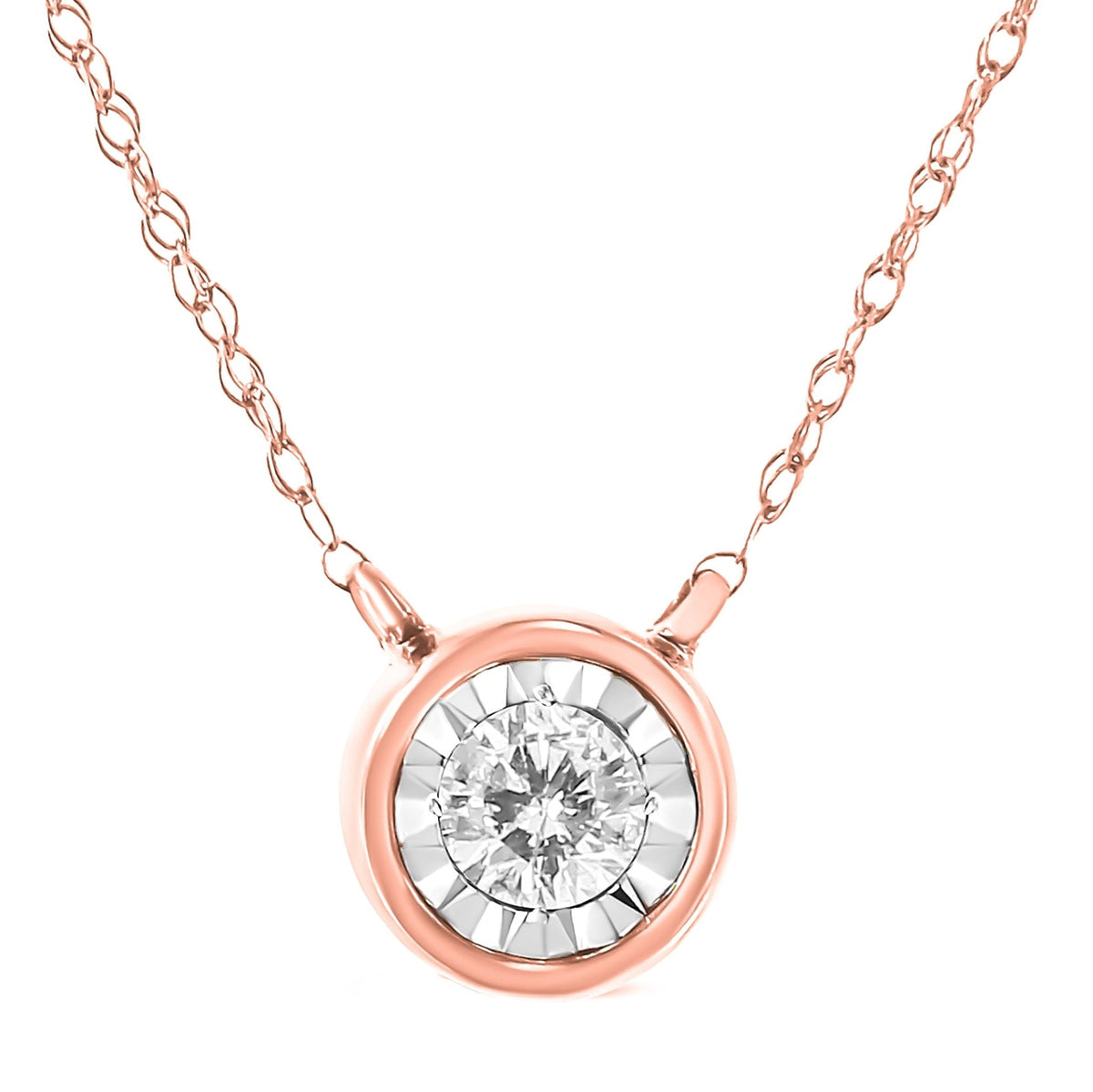 10K Yellow Gold 1/4 Cttw Round Brilliant-Cut Diamond Modern Bezel-Set Solitaire Pendant Necklace (J-K Color, I2-I3 Clarity) - 16&quot; with 2&quot; Extender - LinkagejewelrydesignLinkagejewelrydesign