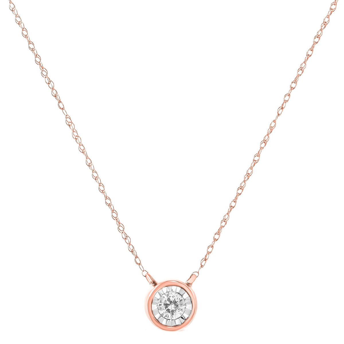 10K Yellow Gold 1/4 Cttw Round Brilliant-Cut Diamond Modern Bezel-Set Solitaire Pendant Necklace (J-K Color, I2-I3 Clarity) - 16&quot; with 2&quot; Extender - LinkagejewelrydesignLinkagejewelrydesign