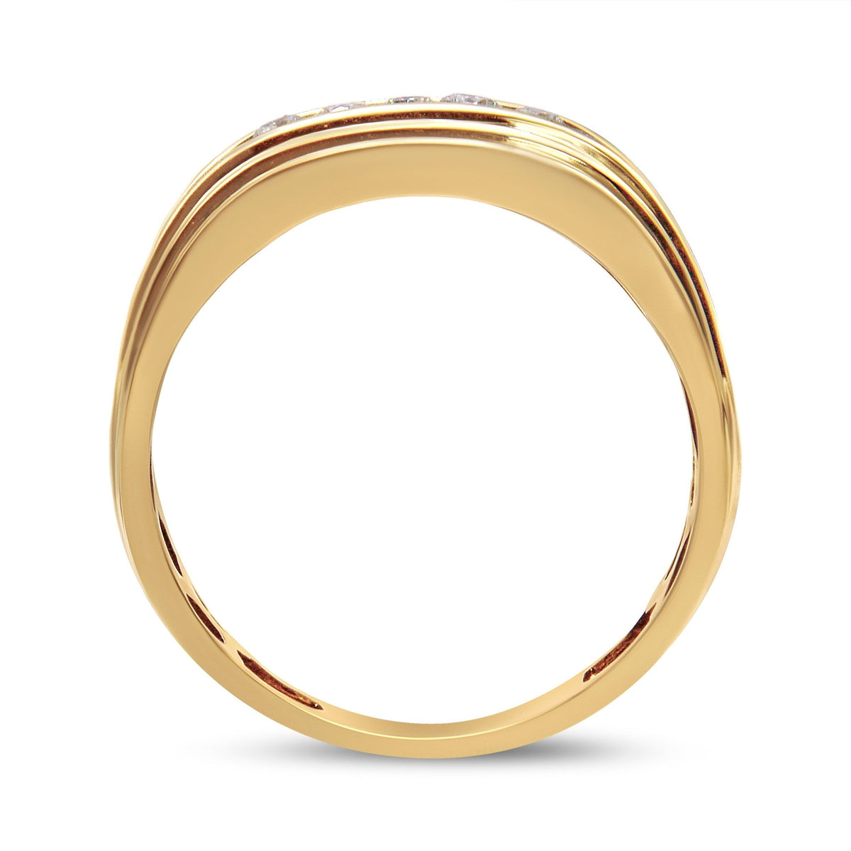 10K Yellow Gold 1/4 Cttw Round-Cut Diamond 5-Stone Men's Band Ring (H-I Color, I1-I2 Clarity) - Size 9.75 - LinkagejewelrydesignLinkagejewelrydesign