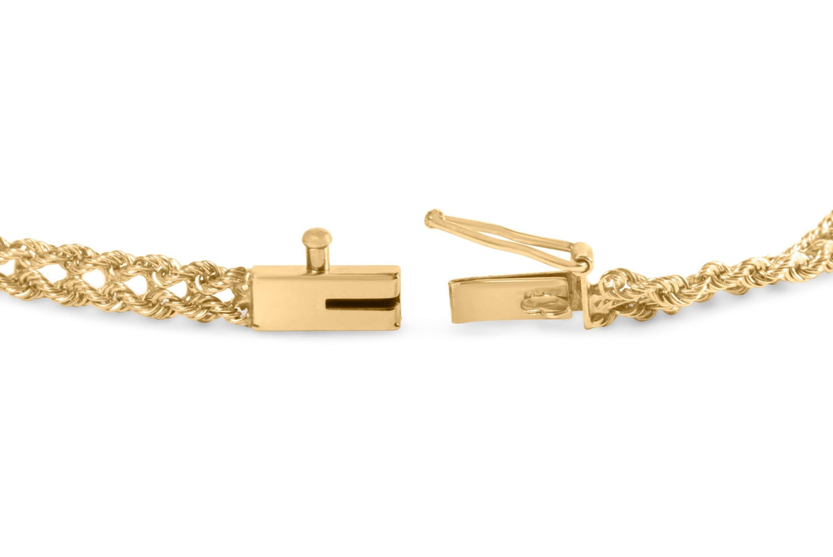 10K Yellow Gold 1/4 Cttw Round-Cut Diamond Basket Weave Rope Chain Style 7&quot; Bracelet (H-I Color, I1-I2 Clarity) - LinkagejewelrydesignLinkagejewelrydesign