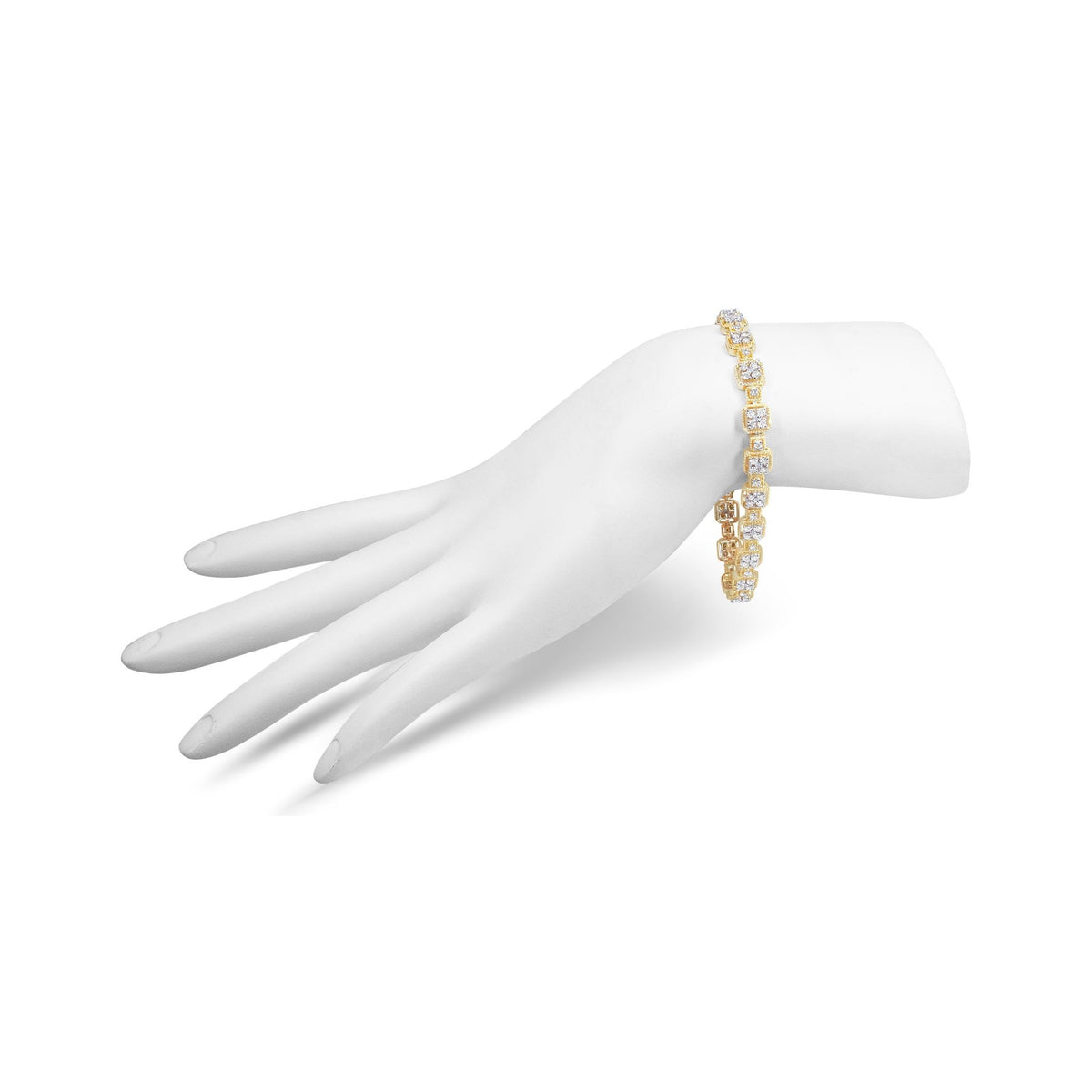 10K Yellow Gold 2.0 Cttw Diamond Square Link Bracelet (J-K Color, I2-I3 Clarity) - Size 7.25&quot; - LinkagejewelrydesignLinkagejewelrydesign