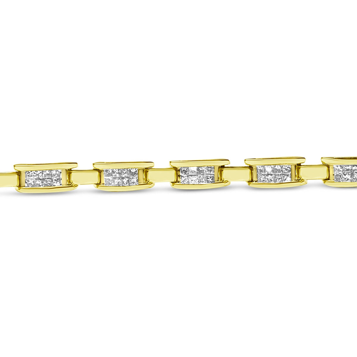 10K Yellow Gold 2.0 Cttw Invisible-Set Princess Cut Diamond Rectangular Link Bracelet (I-J Color, SI2-I1 Clarity) - 7&quot; - LinkagejewelrydesignLinkagejewelrydesign