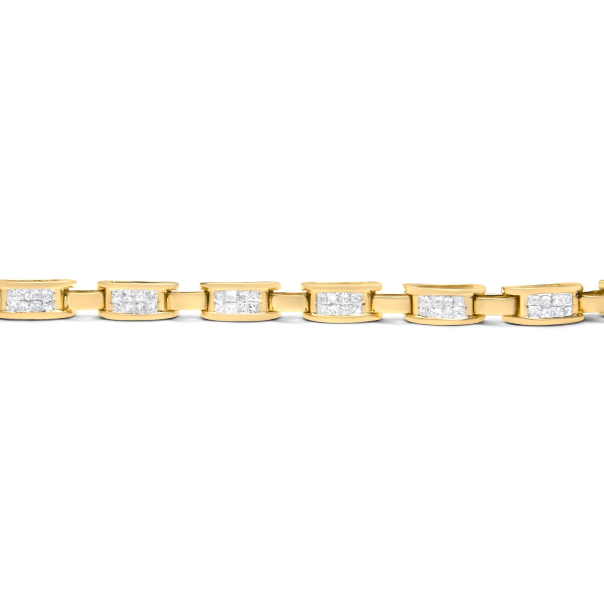 10K Yellow Gold 2.0 Cttw Invisible-Set Princess Cut Diamond Rectangular Link Bracelet (I-J Color, SI2-I1 Clarity) - 7&quot; - LinkagejewelrydesignLinkagejewelrydesign