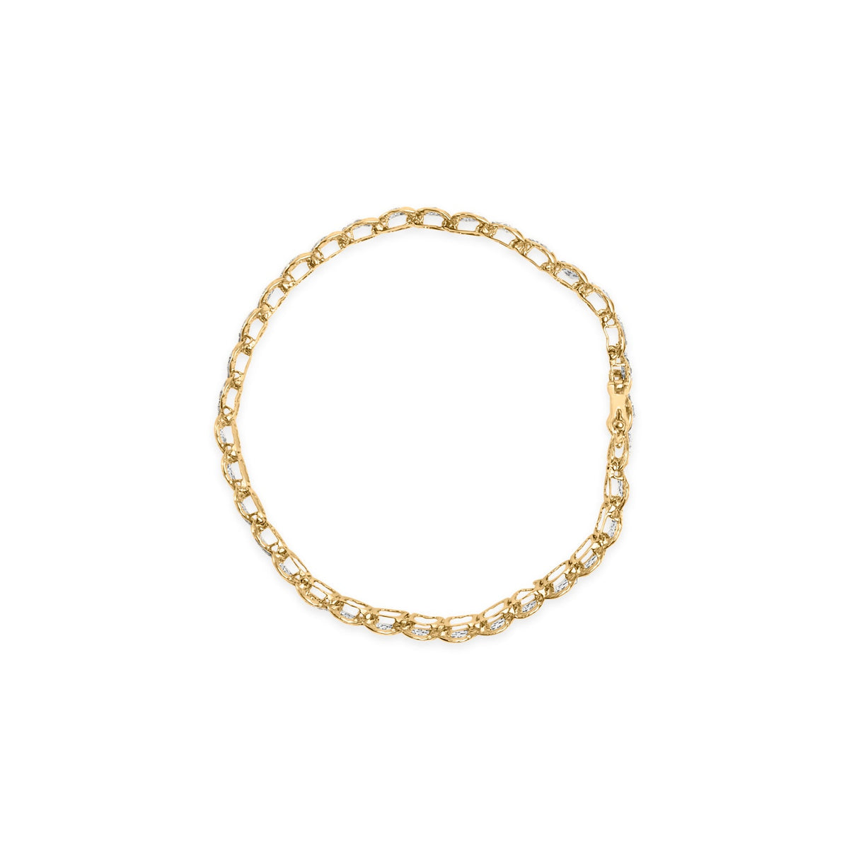 10K Yellow Gold 2.00 Cttw Round-Cut Diamond Link 7.5&quot; Bracelet (J-K Color, I2-I3 Clarity) - LinkagejewelrydesignLinkagejewelrydesign
