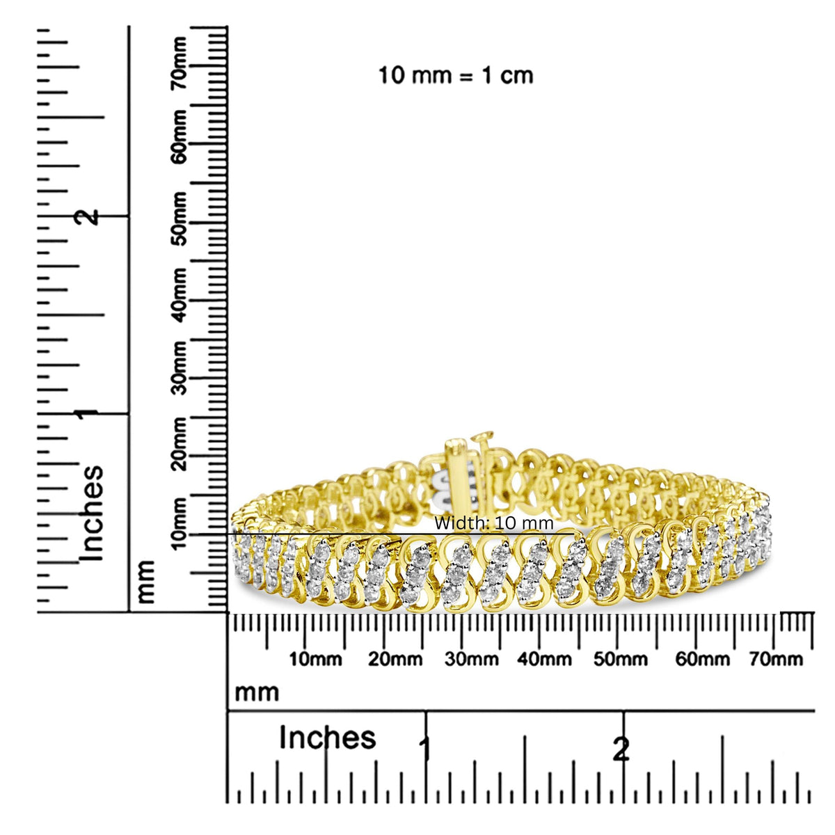 10K Yellow Gold 4.0 Cttw Diamond Triple Row Infinity 7&quot; &quot;S&quot; Link Tennis Bracelet (J-K Color, I2-I3 Clarity) - LinkagejewelrydesignLinkagejewelrydesign