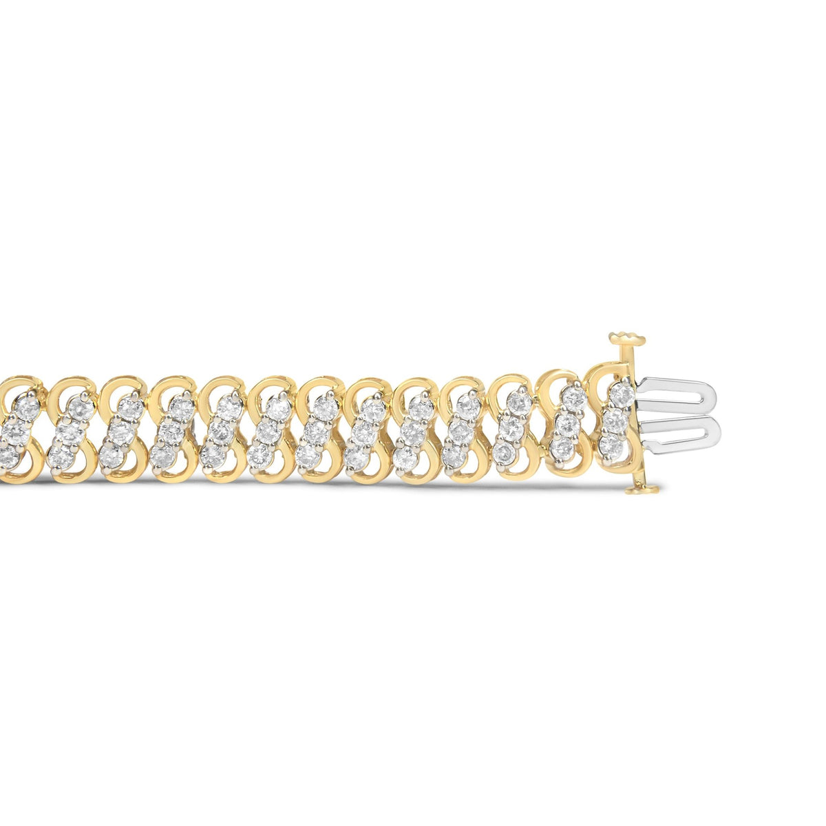 10K Yellow Gold 4.0 Cttw Diamond Triple Row Infinity 7&quot; &quot;S&quot; Link Tennis Bracelet (J-K Color, I2-I3 Clarity) - LinkagejewelrydesignLinkagejewelrydesign