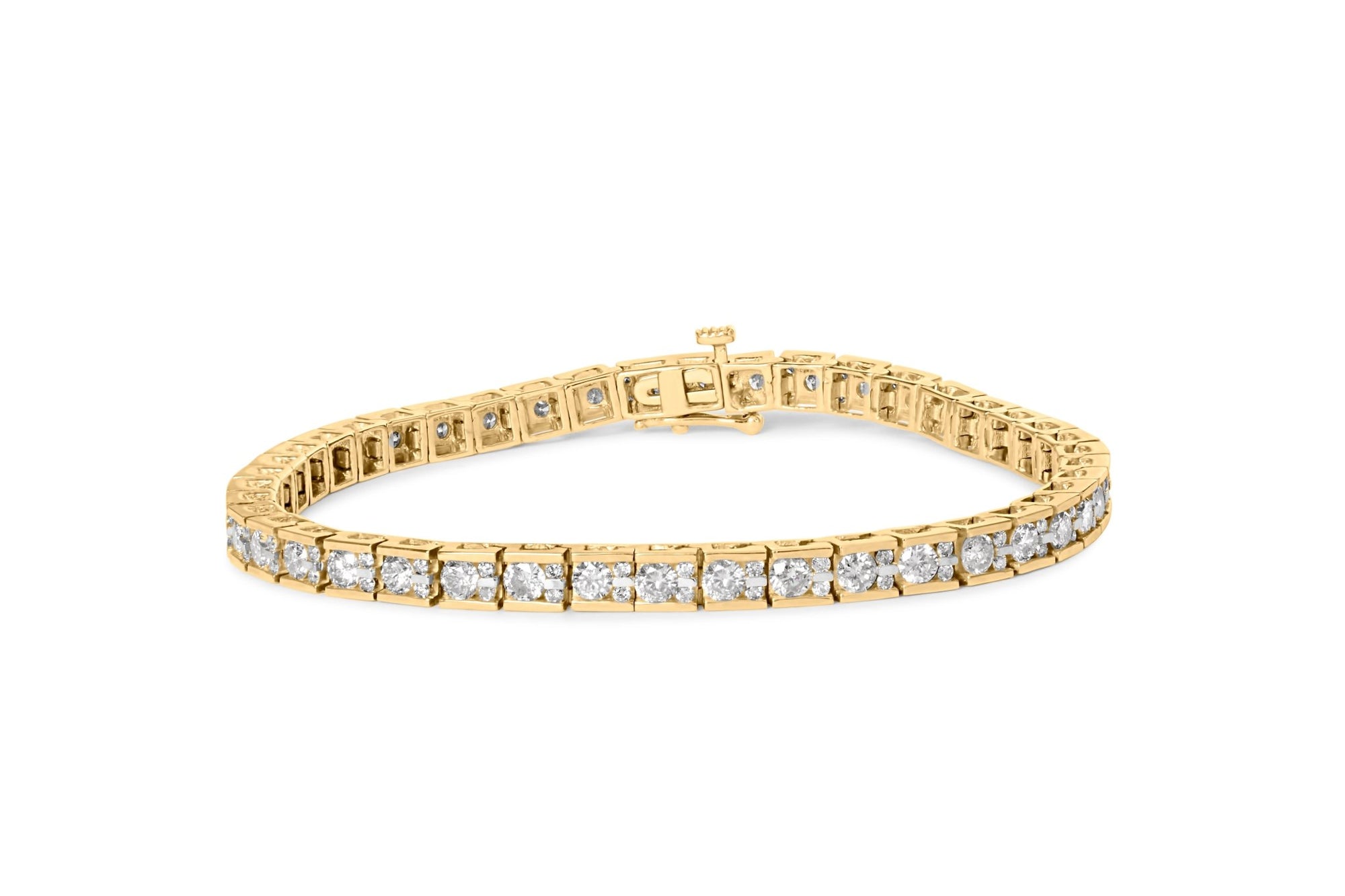 10K Yellow Gold 4.00 Cttw Channel Set Round Diamond Tennis 7" Bracelet (J - K Color, I1 - I2 Clarity) - LinkagejewelrydesignLinkagejewelrydesign