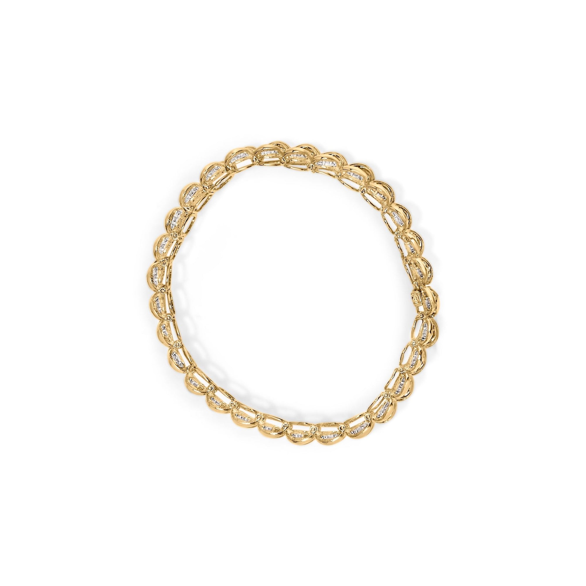 10K Yellow Gold 4.00 Cttw Pave Diamond Classic Link 7" Bracelet (I-J Color, I2-I3 Clarity) - LinkagejewelrydesignLinkagejewelrydesign