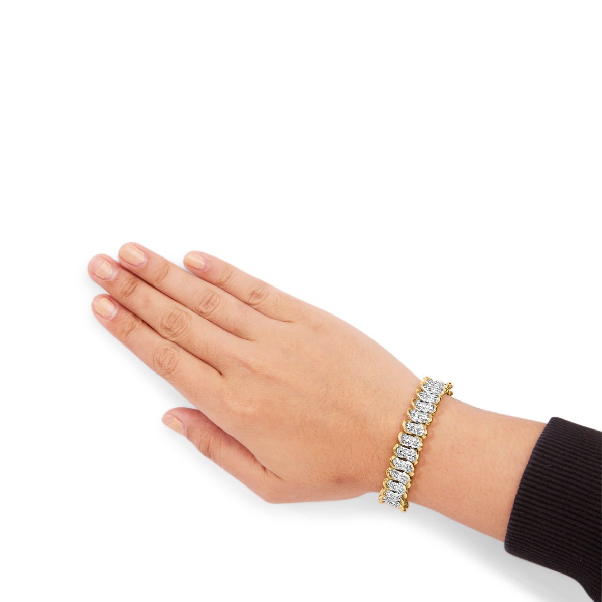 10K Yellow Gold 4.00 Cttw Pave Diamond Classic Link 7&quot; Bracelet (I-J Color, I2-I3 Clarity) - LinkagejewelrydesignLinkagejewelrydesign