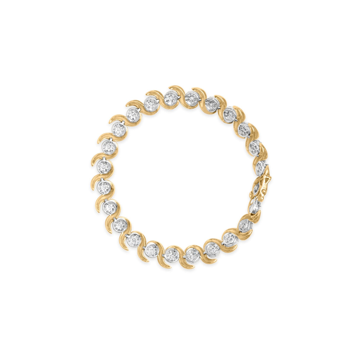 10K Yellow Gold 4.00 Cttw Round-Cut Diamond Floral Link 7.5&quot; Bracelet (H-I Color, I2-I3 Clarity) - LinkagejewelrydesignLinkagejewelrydesign