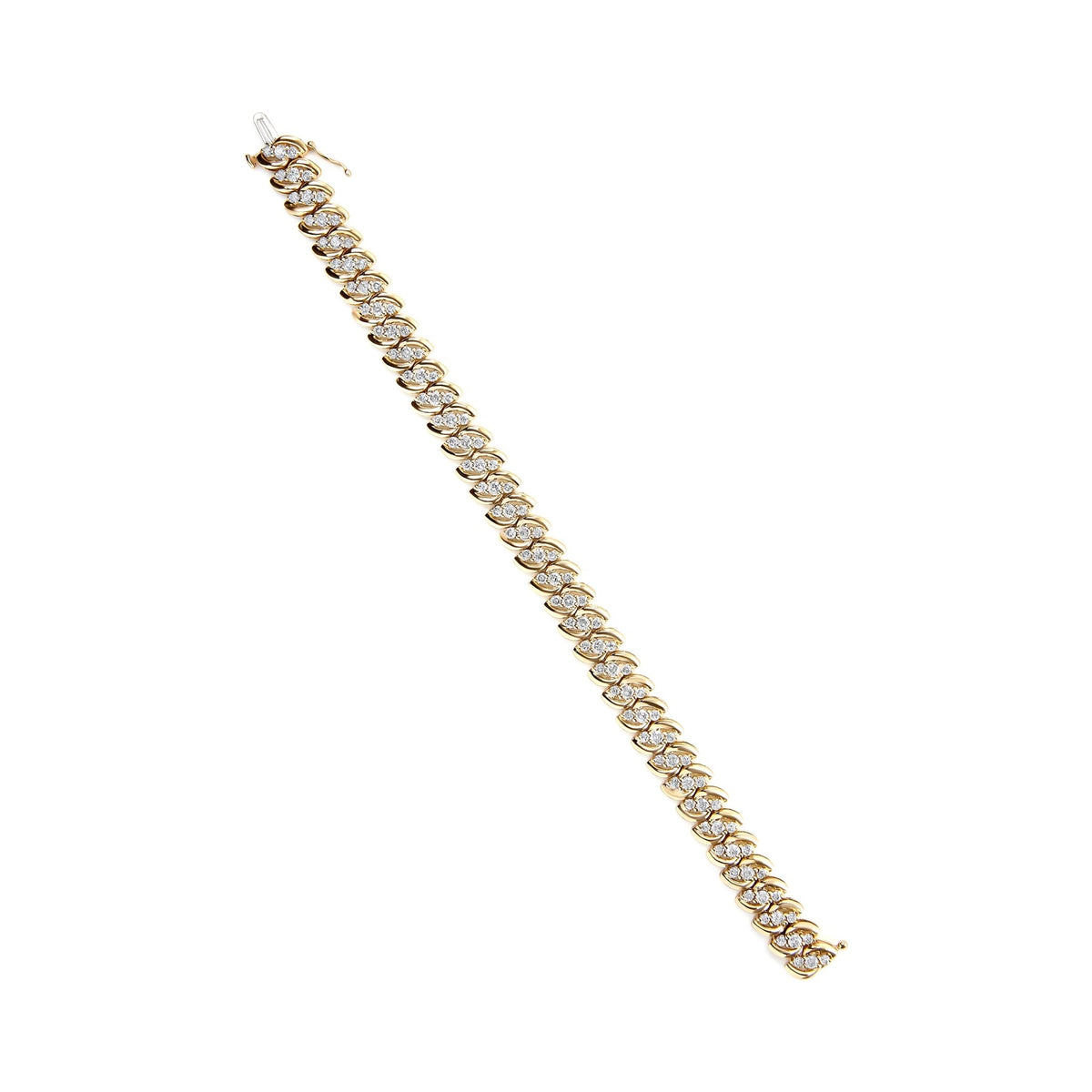 10K Yellow Gold 5.0 Cttw Diamond Double Row S-Link Cuban Bracelet (J-K Color, I2-I3 Clarity) - 7.25&quot; Inches - LinkagejewelrydesignLinkagejewelrydesign
