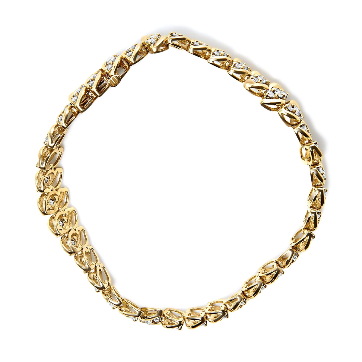 10K Yellow Gold 5.0 Cttw Diamond Double Row S-Link Cuban Bracelet (J-K Color, I2-I3 Clarity) - 7.25&quot; Inches - LinkagejewelrydesignLinkagejewelrydesign