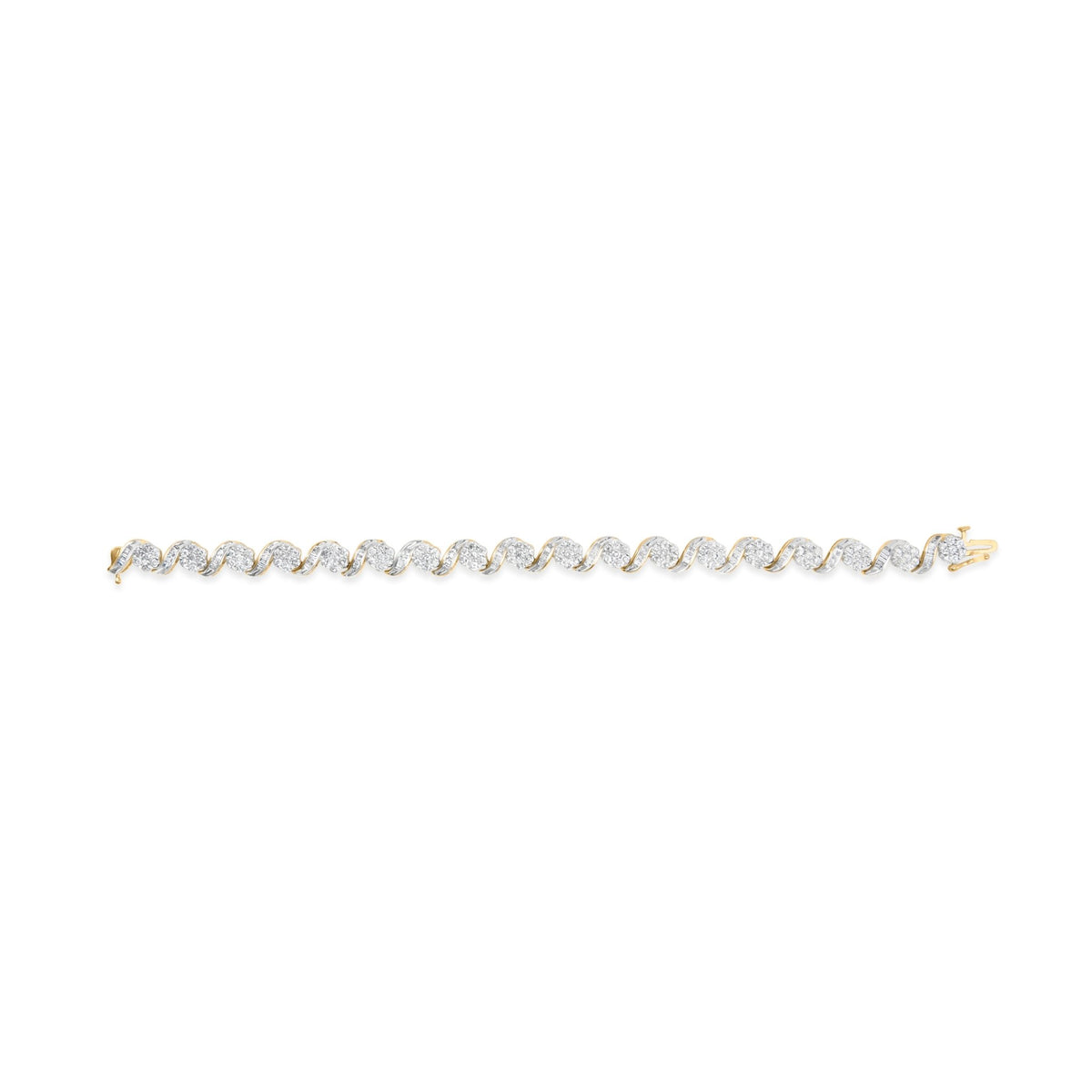 10k Yellow Gold 5.00 Cttw Round-Cut and Baguette-Cut Diamond Floral Link 7.25&quot; Bracelet (I-J Color, I2-I3 Clarity) - LinkagejewelrydesignLinkagejewelrydesign
