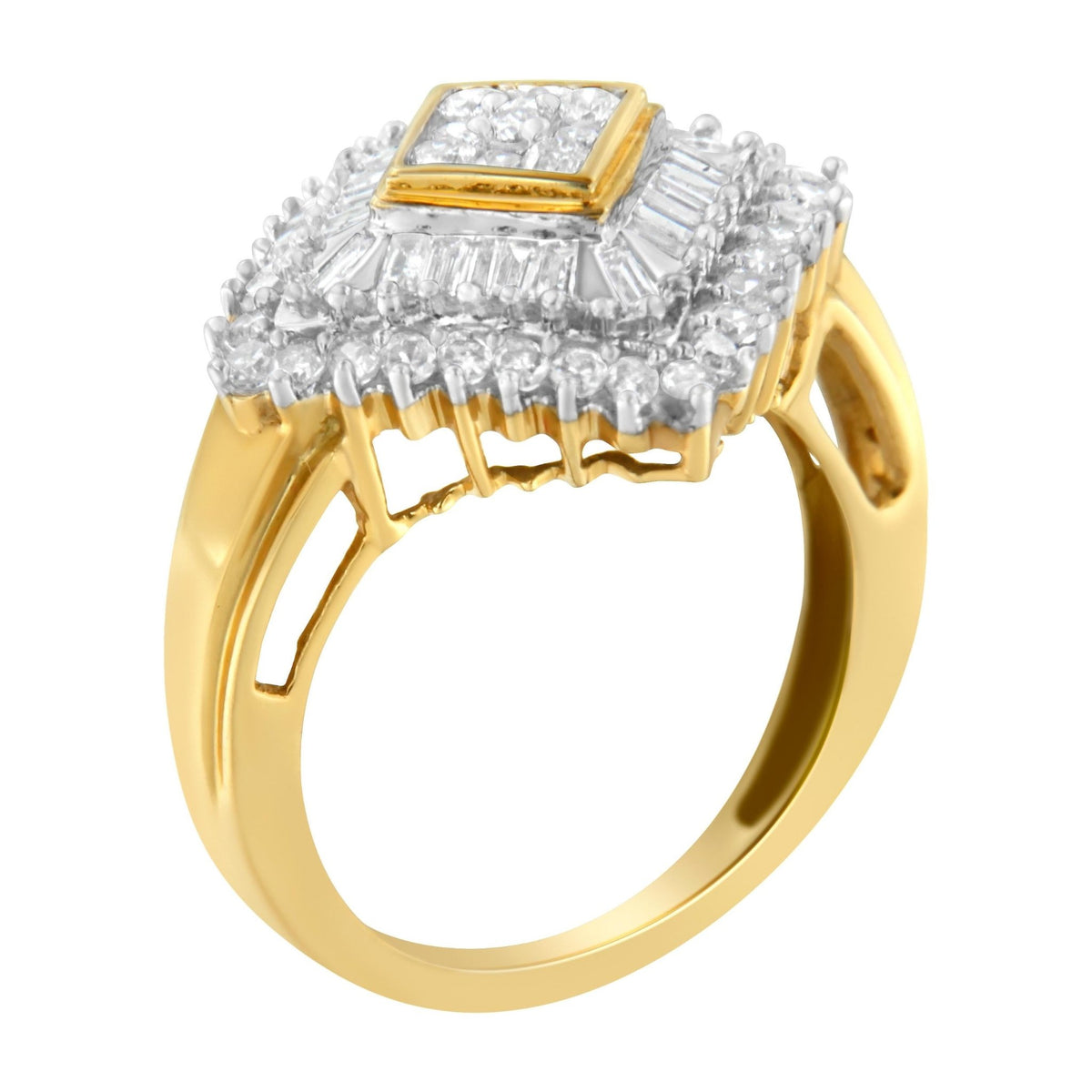 10K Yellow Gold Diamond Ballerina Ring (1 Cttw, I-J Color, I1-I2 Clarity) - Size 7 - LinkagejewelrydesignLinkagejewelrydesign