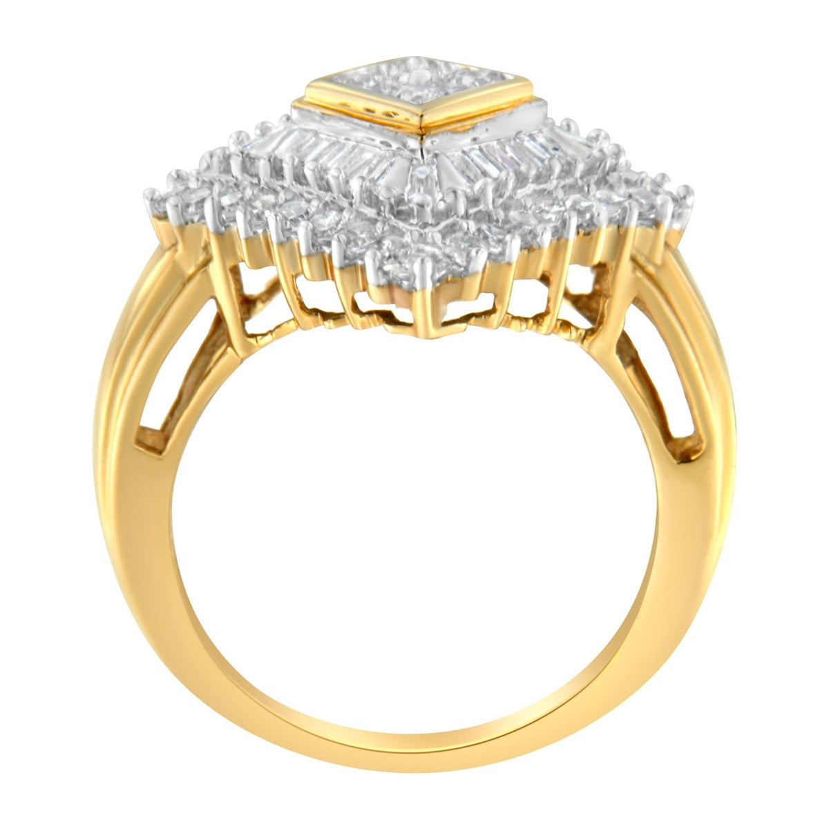 10K Yellow Gold Diamond Ballerina Ring (1 Cttw, I-J Color, I1-I2 Clarity) - Size 7 - LinkagejewelrydesignLinkagejewelrydesign