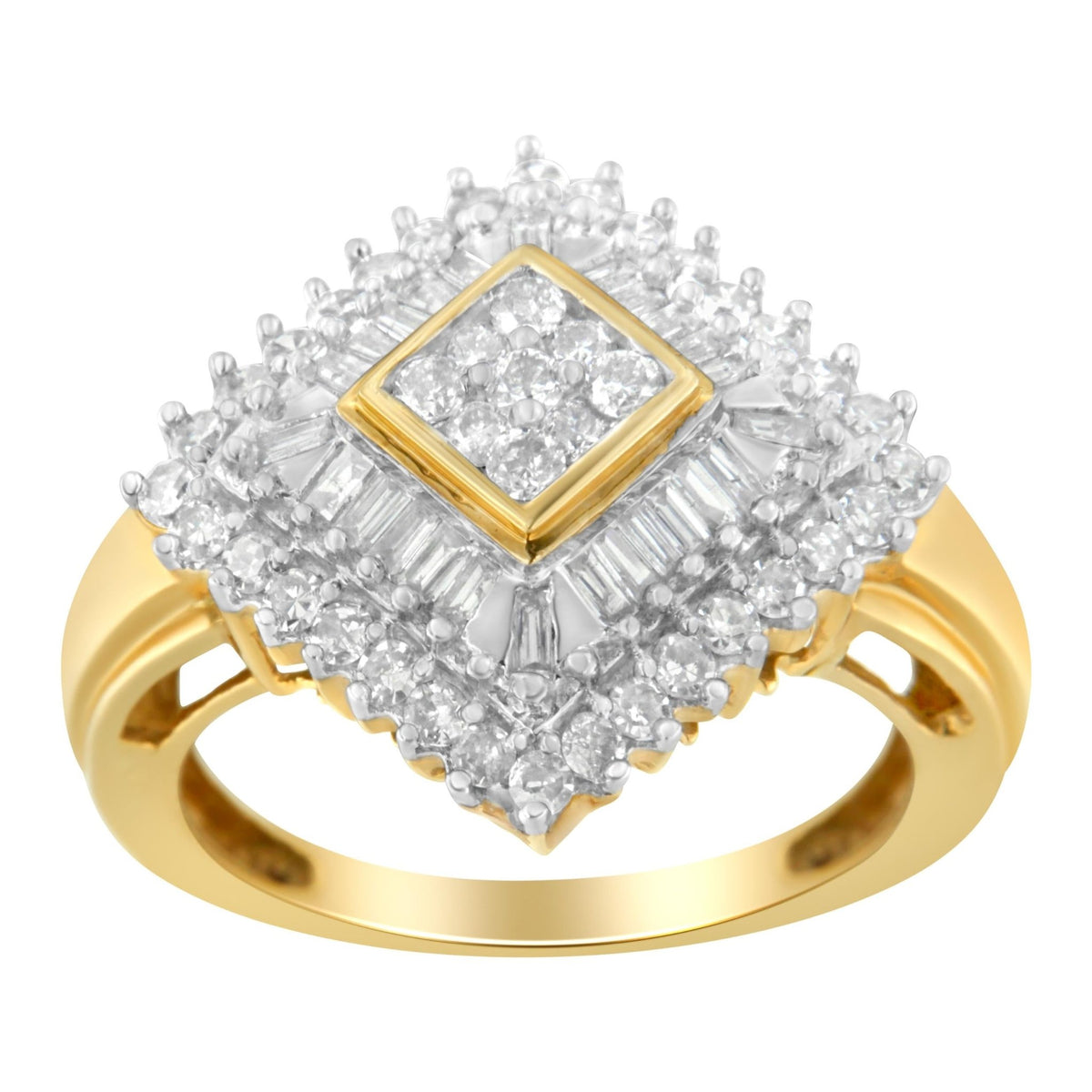 10K Yellow Gold Diamond Ballerina Ring (1 Cttw, I-J Color, I1-I2 Clarity) - Size 7 - LinkagejewelrydesignLinkagejewelrydesign