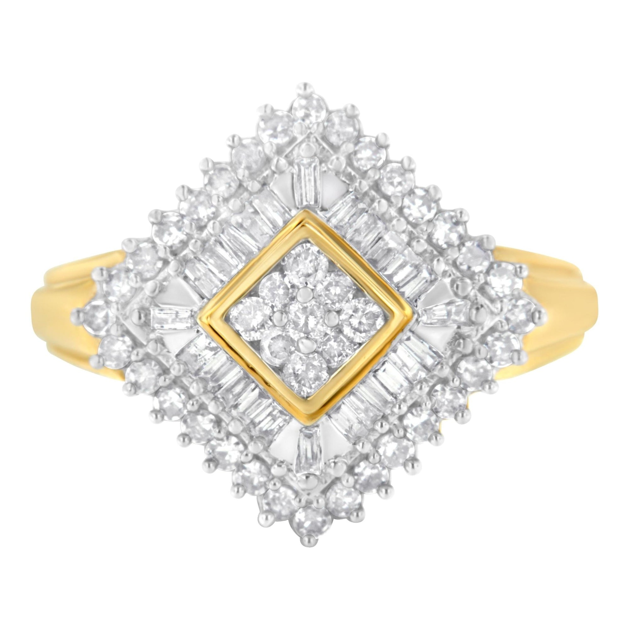 10K Yellow Gold Diamond Ballerina Ring (1 Cttw, I-J Color, I1-I2 Clarity) - Size 7 - LinkagejewelrydesignLinkagejewelrydesign
