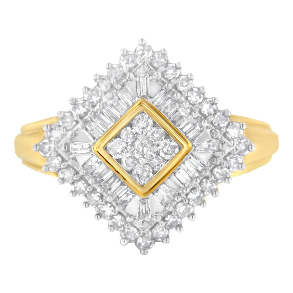 10K Yellow Gold Diamond Ballerina Ring (1 Cttw, I-J Color, I1-I2 Clarity) - Size 7 - LinkagejewelrydesignLinkagejewelrydesign