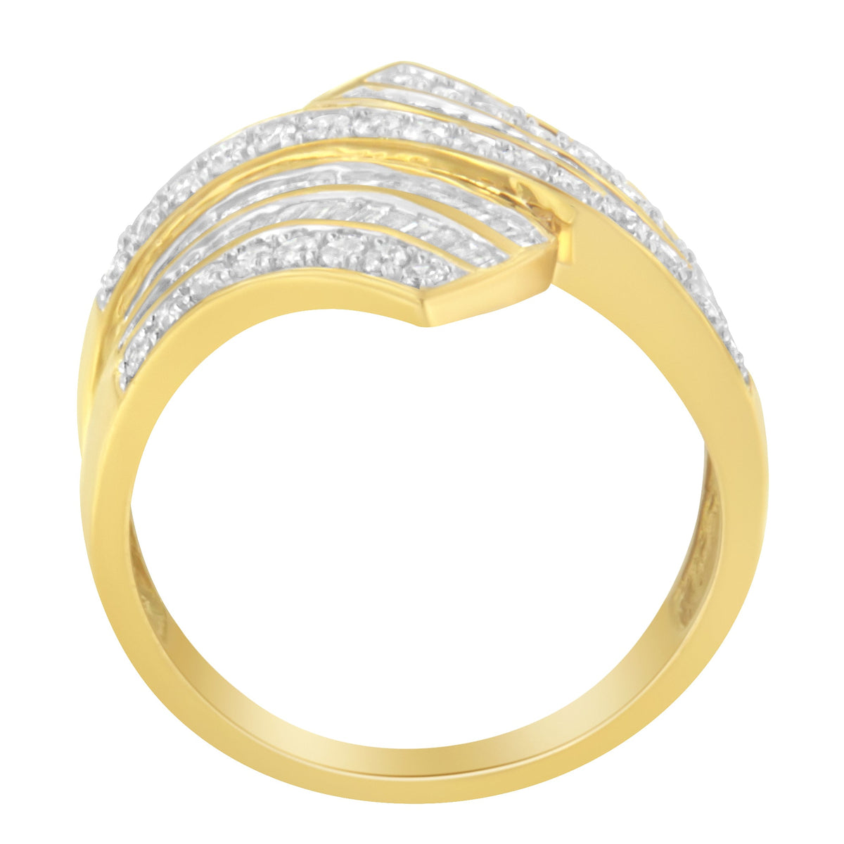 10K Yellow Gold Diamond Bypass Ring (1 1/7 Cttw, I-J Color, I1-I2 Clarity) - Size 5 - LinkagejewelrydesignLinkagejewelrydesign