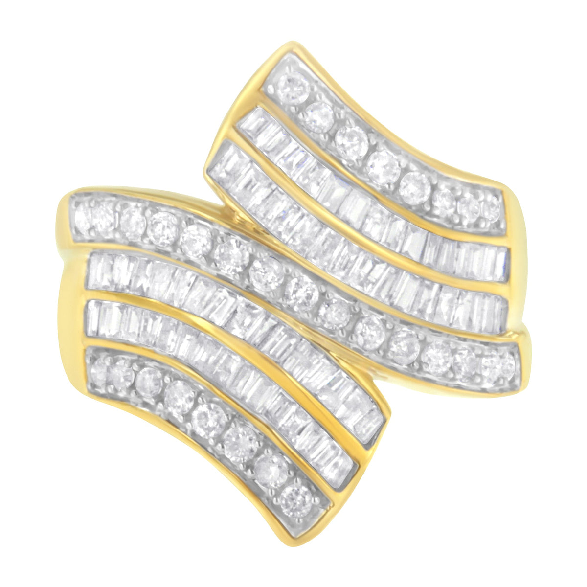10K Yellow Gold Diamond Bypass Ring (1 1/7 Cttw, I-J Color, I1-I2 Clarity) - Size 5 - LinkagejewelrydesignLinkagejewelrydesign