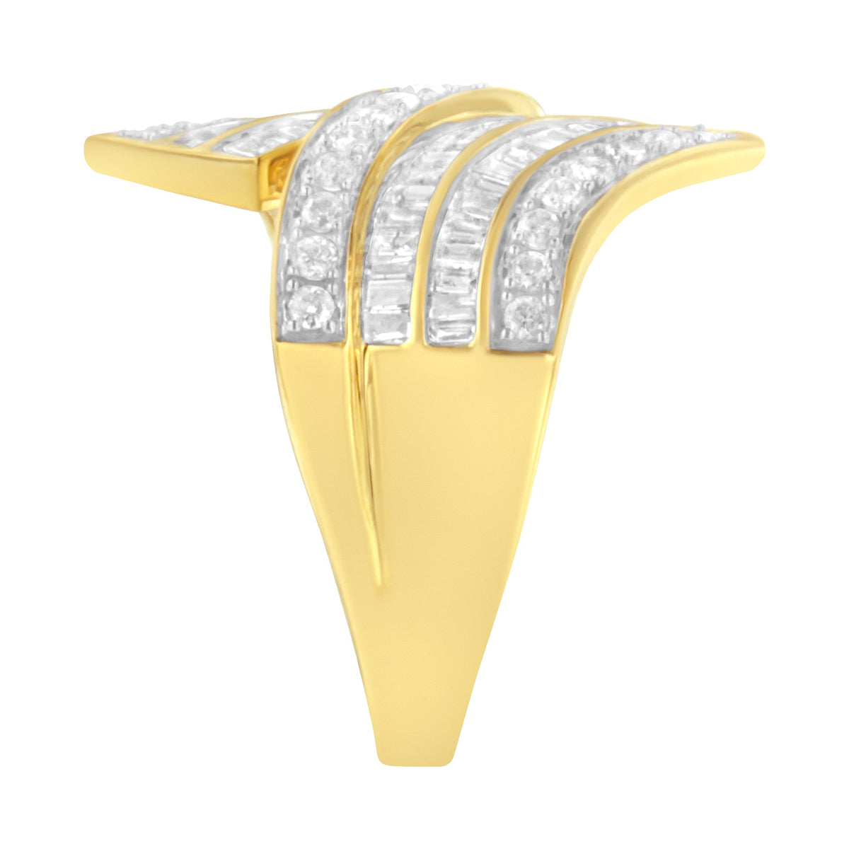 10K Yellow Gold Diamond Bypass Ring (1 1/7 Cttw, I-J Color, I1-I2 Clarity) - Size 5 - LinkagejewelrydesignLinkagejewelrydesign