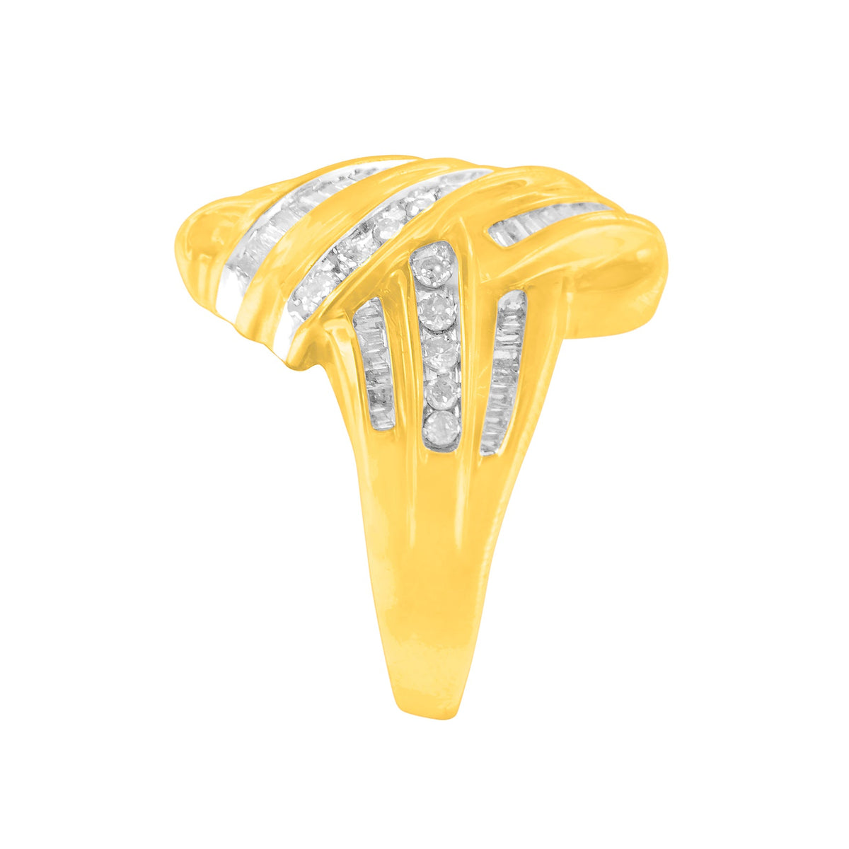 10K Yellow Gold Diamond Bypass Ring (1.0 cttw, H-I Color, I2-I3 Clarity) - LinkagejewelrydesignLinkagejewelrydesign