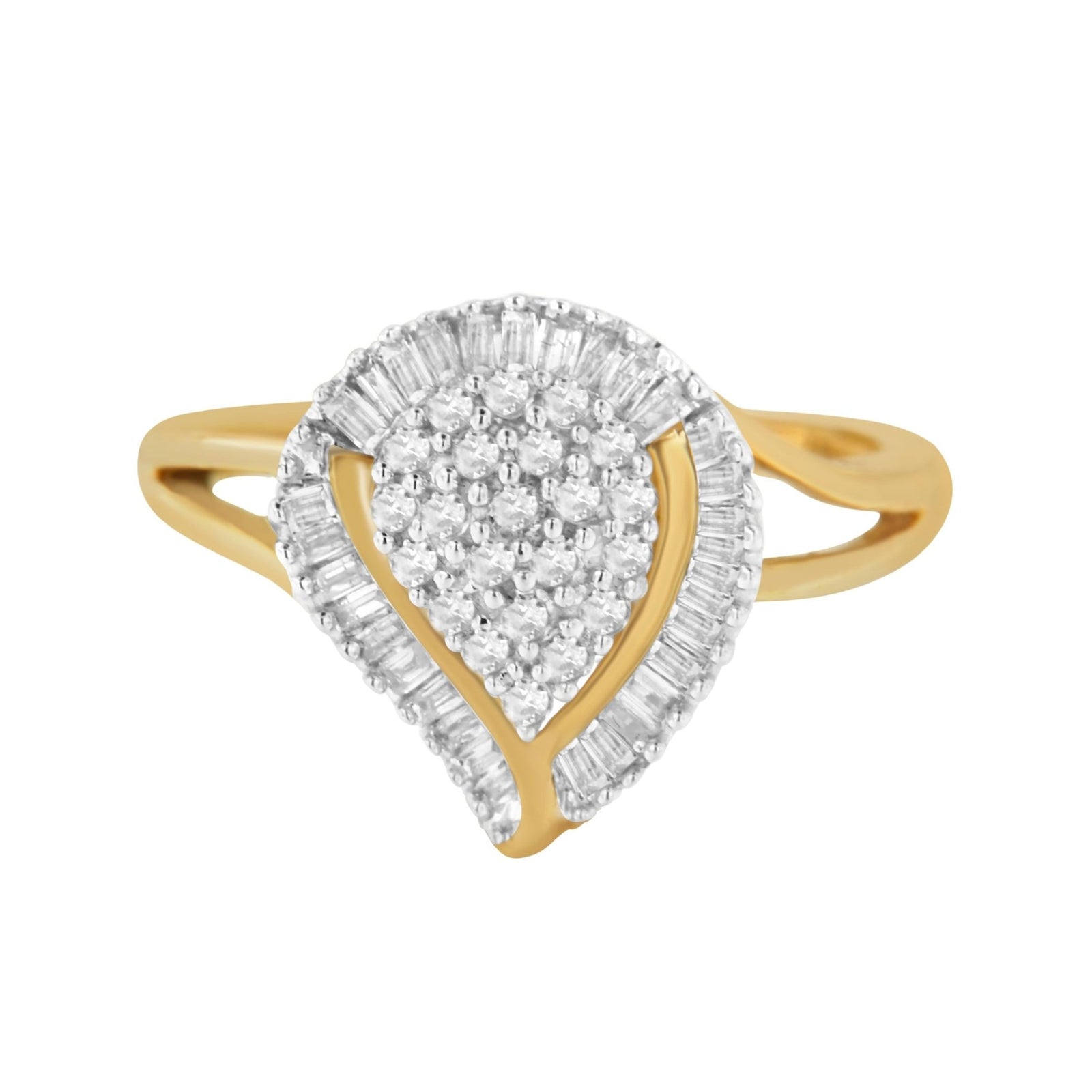 10K Yellow Gold Diamond Cluster Ring (1/2 Cttw, I-J Color, I1-I2 Clarity) - Size 8 - LinkagejewelrydesignLinkagejewelrydesign