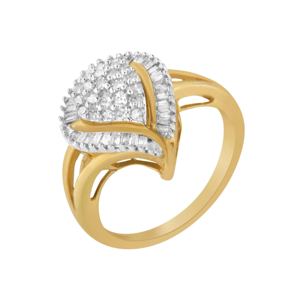 10K Yellow Gold Diamond Cluster Ring (1/2 Cttw, I-J Color, I1-I2 Clarity) - Size 8 - LinkagejewelrydesignLinkagejewelrydesign