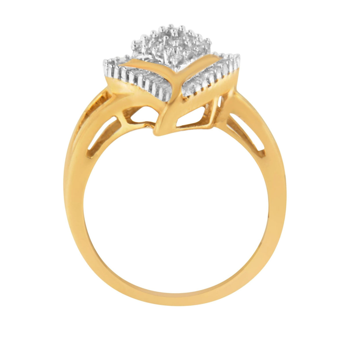 10K Yellow Gold Diamond Cluster Ring (1/2 Cttw, I-J Color, I1-I2 Clarity) - Size 8 - LinkagejewelrydesignLinkagejewelrydesign