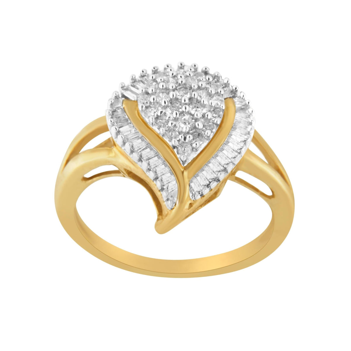 10K Yellow Gold Diamond Cluster Ring (1/2 Cttw, I-J Color, I1-I2 Clarity) - Size 8 - LinkagejewelrydesignLinkagejewelrydesign