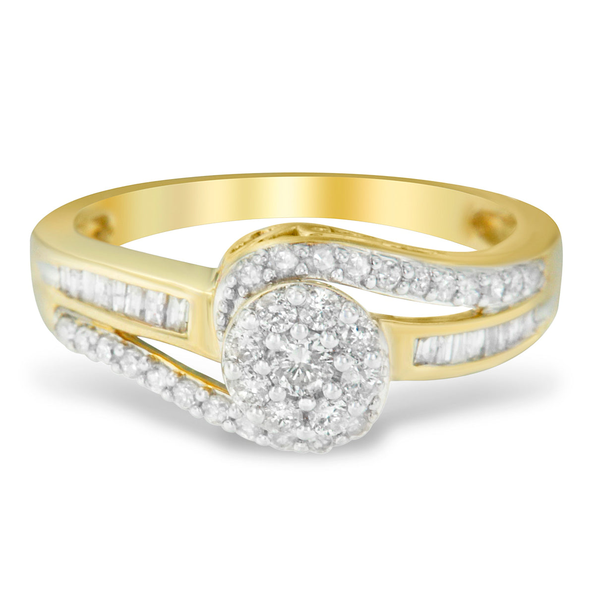 10K Yellow Gold Diamond Cluster Ring (1/2 Cttw, I-J Color, I2-I3 Clarity) - Size 6 - LinkagejewelrydesignLinkagejewelrydesign